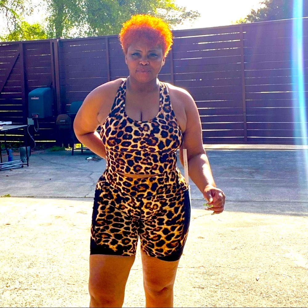 Cheetah Print Babe 2 Piece Biker Shorts set